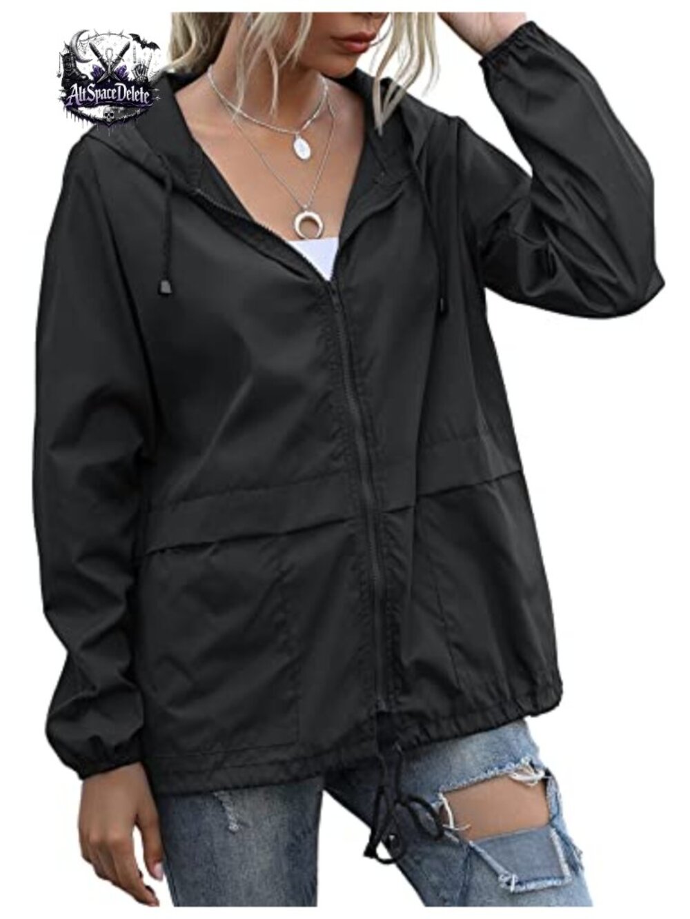 Women's Lightweight Waterproof Rain Jacket Windproof Anorak